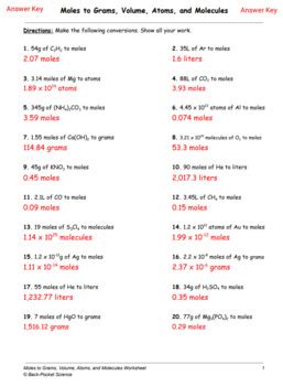 moles molecules and grams worksheet pdf